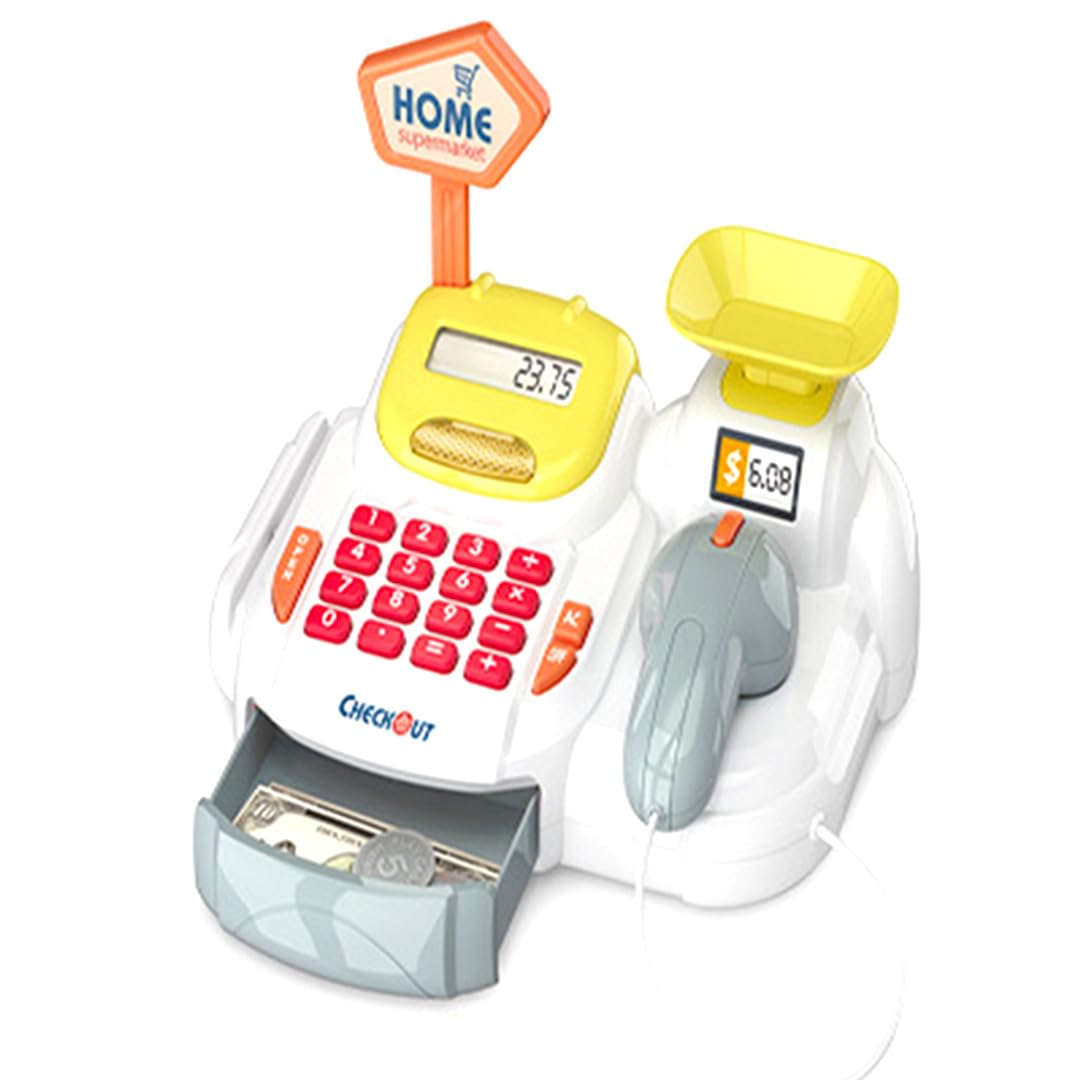 TOMMYFIELD Игрушечный кассовый аппарат Кассовый аппарат Магазин товаров повседневного спроса Кассовый аппарат DX Магазин Притворство 36 штук (желтый)